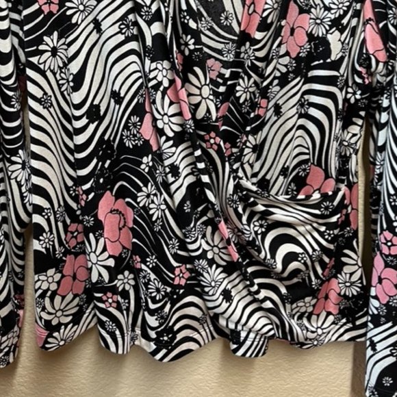 Elana by Tanner Floral Print Silk Wrap Blouse Size 14 - Picture 6 of 6